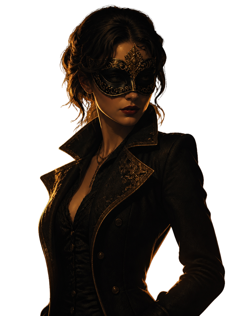 Masked figure in an ornate coat