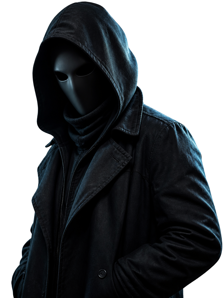 Hooded masked figure